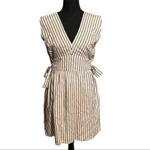 JACK by BB Dakota Striped Tie Waist Deep V-Neck Dress Women's M Medium